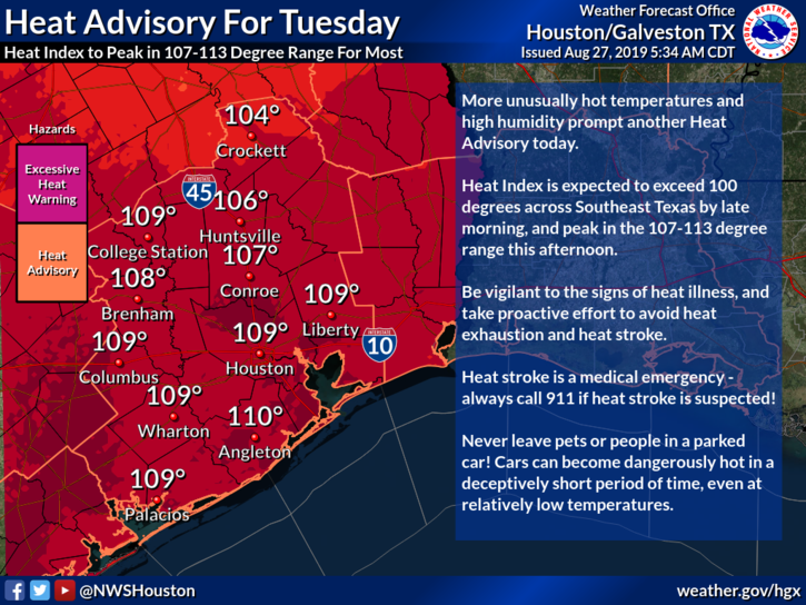 Heat Advisory For Tuesday
